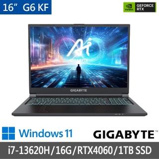 【GIGABYTE 技嘉】16吋i7 RTX4060電競筆電(G6 KF-H3TW894KH/i7-13620H/16G/1TB SSD/WIN11)