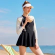 【Heatwave 熱浪】泳衣連身裙女款前拉鍊新款長袖防曬高級感專業大碼游泳館專用泳裝(83324/M-3XL)