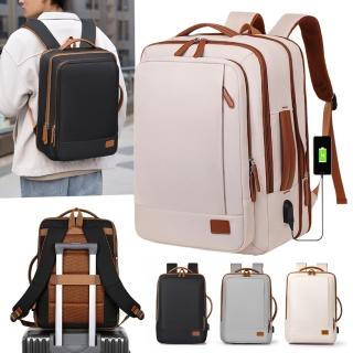 【Starshop】可擴充套件雙肩後揹包 15.6吋 筆電包 電腦包 旅行後揹包 雙肩包 減壓書包(外接USB介面/拉桿帶設計)