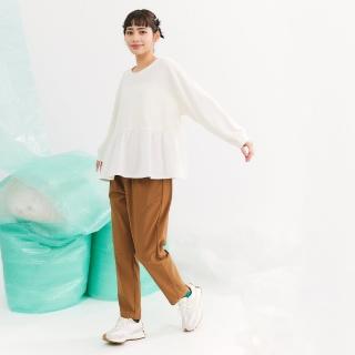 【Dailo】經彈剪接貓咪口袋修身長褲(駝)