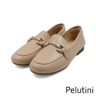 【Pelutini】經典小羊皮馬銜扣淑女樂福鞋 米色(531155W-BE)