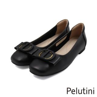 【Pelutini】經典T字蝴蝶結飾扣造型娃娃鞋 黑色(531142W-BL)
