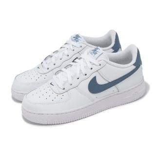 【NIKE 耐吉】休閒鞋 Air Force 1 GS 大童 女鞋 白 藍 經典 AF1 皮革(FV5948-121)