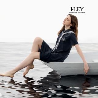 【ILEY 伊蕾】活動披肩POLO領魚尾洋裝(深藍；M-2L；1252367007)