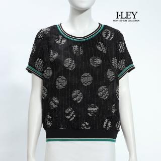 【ILEY 伊蕾】立體緹花印花上衣(黑；M-2L；1252681406)
