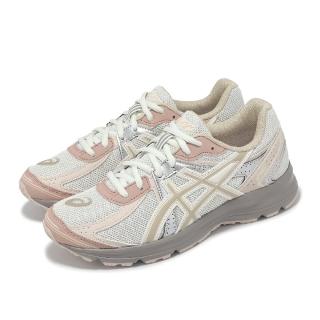 【asics 亞瑟士】休閒鞋 JOG 100S 男鞋 女鞋 米白 粉 拼接 緩衝 復古 情侶鞋 亞瑟士(1203A741100)