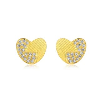 【點睛品】閃耀愛心 黃金鑽石耳環(一對)