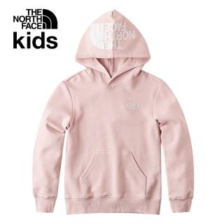 【The North Face 官方旗艦】北面兒童粉色純棉舒適長袖帽T｜88H3LK6
