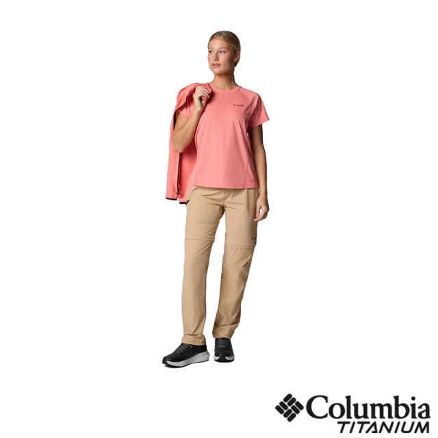 【Columbia 哥倫比亞】女款-防潑水兩截式長褲-卡其色(UAR87020KI/JS)