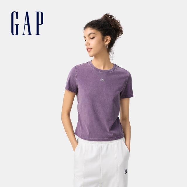 【GAP】女裝 Logo純棉圓領短袖T恤-紫色(727402)