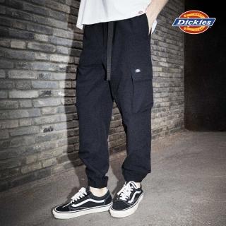 【Dickies】男款黑色附腰帶多口袋設計抓絨內裡縮口長褲｜DK0A87CBBLK