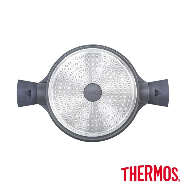 【THERMOS 膳魔師】星曜陶瓷不沾鍋雙耳附蓋壓鑄湯鍋24cm(TFC-W24-MTGY)