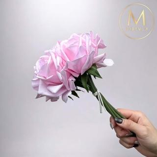 【Floral M】手感保濕安娜玫瑰公主粉仿真花材（5入組）(人造花/塑膠花/假花/裝飾花)