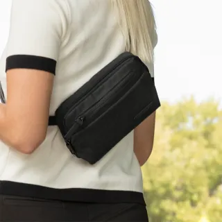 【Travelon】metro防盜斜背腰包 黑 / 側背包 斜背包 防盜包 出國 男包 年末送禮