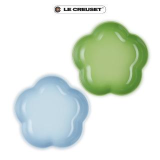 【Le Creuset】瓷器花型盤-中(海岸藍/棕櫚綠 2色選1)