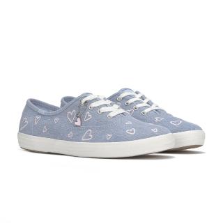 【Keds】CHAMPION DENIM HEART EMBROIDERY 經典水洗丹寧滿版愛心鞋(WF68341)