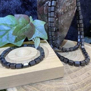 【Cozy 世界水晶原礦與茶】天然磁石項鍊手鍊組(鎮靜安神/趨吉避兇/緩解疲勞/養身/求健康)