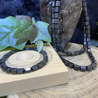 【Cozy 世界水晶原礦與茶】天然磁石項鍊手鍊組(鎮靜安神/趨吉避凶/緩解疲勞/養身/求健康)