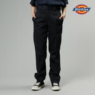 【Dickies】女款黑色874抗皺材質寬版褲耳工裝直筒長褲｜DK012996BLK