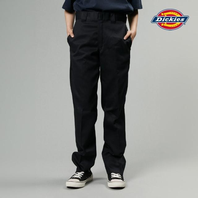 【Dickies】女款黑色874抗皺材質寬版褲耳工裝直筒長褲｜DK012996BLK