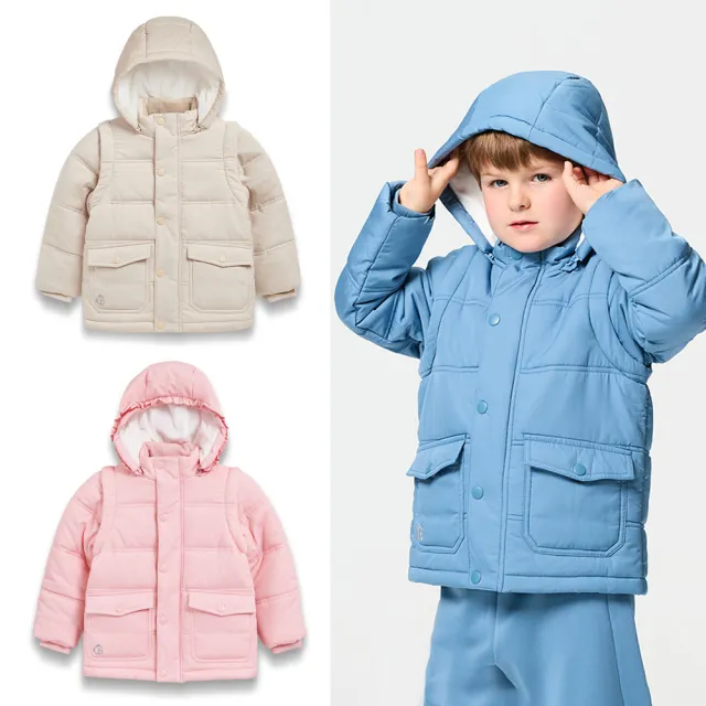 【奇哥官方旗艦】CHIC BASICS系列 男女童裝 鋪棉兩穿外套-撥水功能 1-8歲(長袖外套 連帽外套 厚外套 背心)
