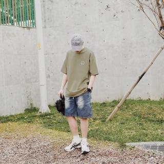 【AMERO】男女款 牛仔短褲(男女款 立體車邊 牛仔褲 牛仔短褲 情侶裝)