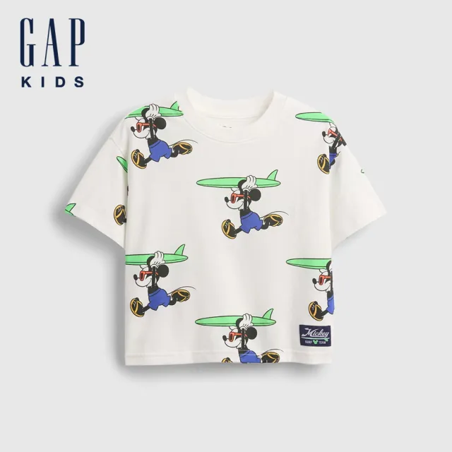 【GAP】男幼童裝 Gap x Disney迪士尼聯名 Logo純棉印花圓領短袖T恤-白色(779243)