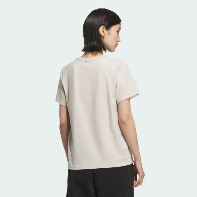 【adidas 愛迪達】Logo Ss Tee 女 T恤 運動上衣 休閒短袖 米 亞版(JL6285)