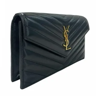 【YSL】CASSANDRE MATELASS☆小羊皮金鏈WOC 鏈包(黑色)