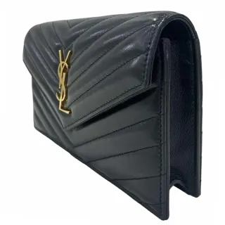 【YSL】CASSANDRE MATELASS☆小羊皮金鏈WOC 鏈包(黑色)