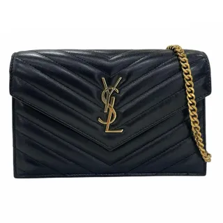 【YSL】CASSANDRE MATELASS☆小羊皮金鏈WOC 鏈包(黑色)