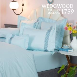 【WEDGWOOD】500織長纖棉 素面鬆緊床包一件｜向日永恆 曙光藍(百貨款｜加大180x186cm)