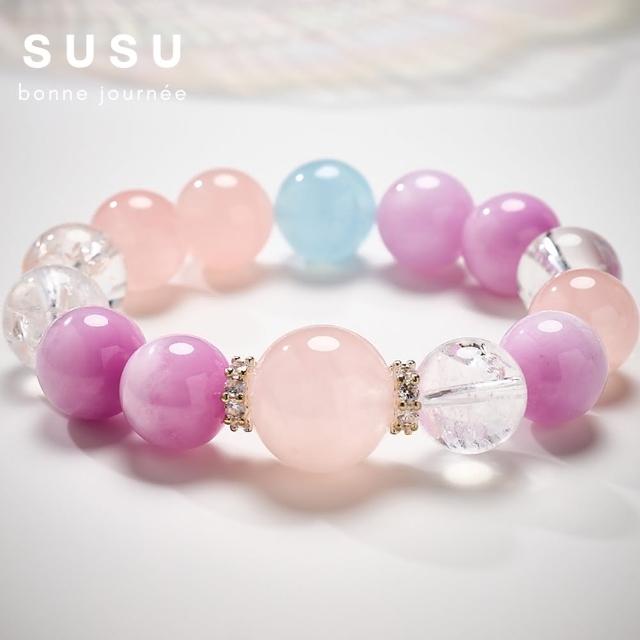 【SU SU】粉紫多寶水晶手鍊(粉水晶 紫鋰輝 海藍寶 白水晶 事業運 招財 轉運 能量 防小人)