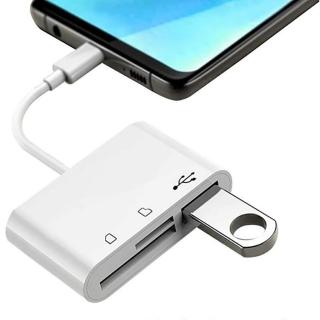 【Bill Case】多功能 Type C SD TF USB 讀卡器轉接線 靚白(支援 iPhone 15 16 和 Type-C平板筆電等裝置)