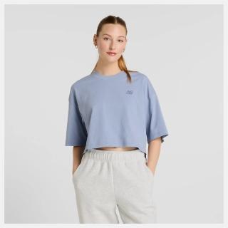 【NEW BALANCE】NB 短袖上衣 女 短版 美規 紫 WT43536DUS