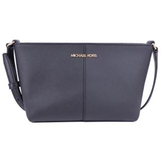 【Michael Kors】MK JET SET TRAVEL系列 十字紋防刮 金字LOGO 船型 側揹包/斜揹包(經典黑)