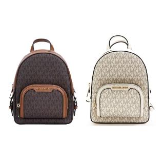 【Michael Kors】牛皮拼接老花防刮皮革後揹包