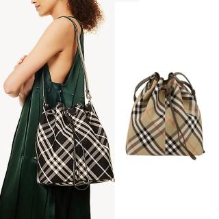 【BURBERRY 巴寶莉】新款格紋中型水桶包(任選)