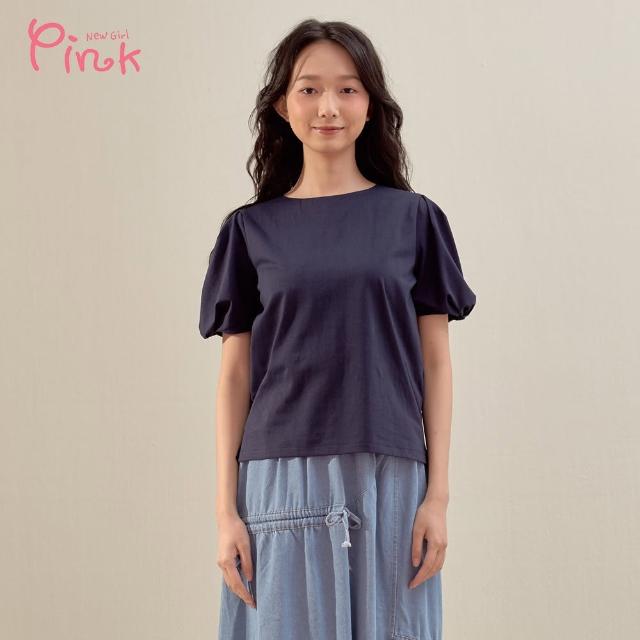 【PINK NEW GIRL】優雅小澎袖涼感短袖上衣 Y1305AQ
