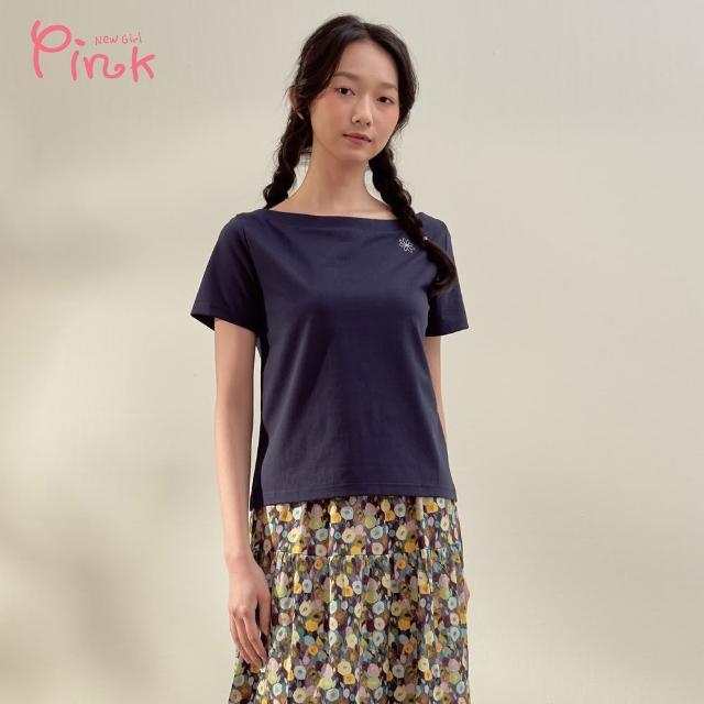 【PINK NEW GIRL】夏日繡花涼感短袖上衣 Y1307AQ(藍色)