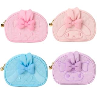 【小禮堂】Sanrio 三麗鷗 菱格紋造型化妝包 2025蛋蛋幸福 Kitty 美樂蒂 大耳狗(平輸品)