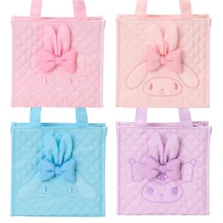 【小禮堂】Sanrio 三麗鷗 菱格紋造型手提袋 2025蛋蛋幸福 Kitty 美樂蒂 大耳狗(平輸品)