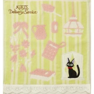 【小禮堂】宮崎駿 魔女宅急便 KIKI 純棉方巾 25x25cm 綠條紋款(平輸品)