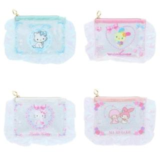 【小禮堂】Sanrio 三麗鷗 荷葉邊造型透明收納包 芭蕾款 Kitty 美樂蒂 花小兔 洽咪(平輸品)