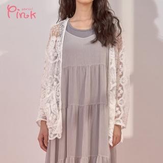 【PINK NEW GIRL】春日美好緹花開襟外罩衫 Y1403BD(珍珠白)