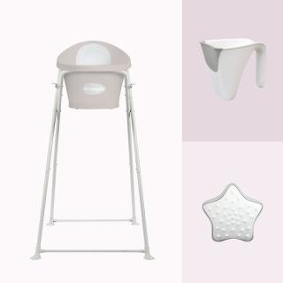 【Shnuggle】月亮澡盆4件組 優惠組合(嬰兒澡盆+小小水瓢+星光洗澡玩具+澡盆架U2)