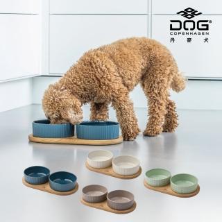 【DOG Copenhagen】丹麥犬Kronborg寵物雙碗餐墊組-小(歐洲匠心工藝 陶瓷狗碗橡木餐墊)
