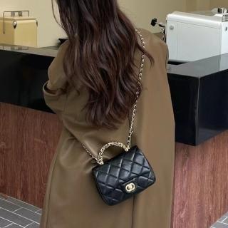 【LEESA】真皮包包\菱格包包\小香風包包\包包\手提包\斜揹包\鏈條包\鏈條手提包\牛皮斜揹包\復