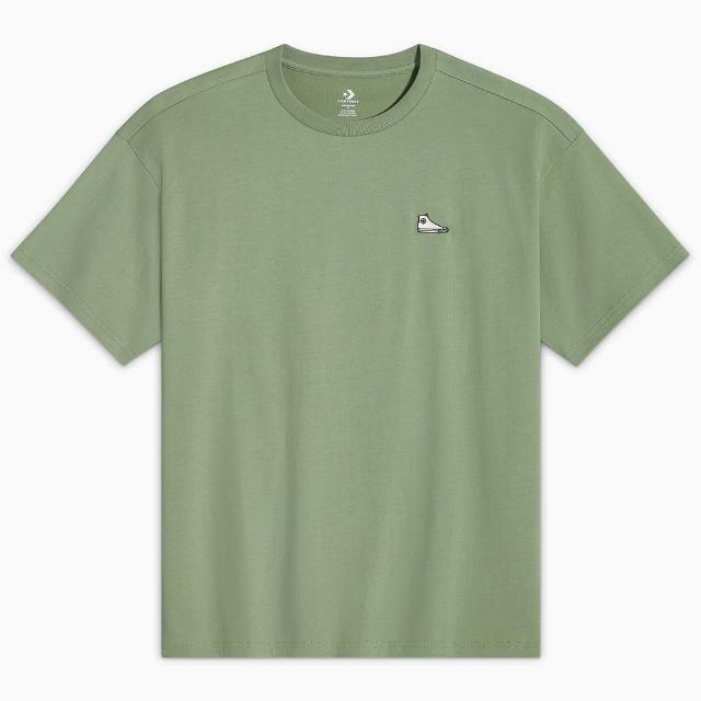 【CONVERSE】短袖上衣 男 女 中性 SNEAKER PATCH TEE 綠 10027239-A10