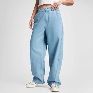 【CONVERSE】長褲 女 休閒褲 寬版 DENIM BARREL PANT 藍 10027410-A01
